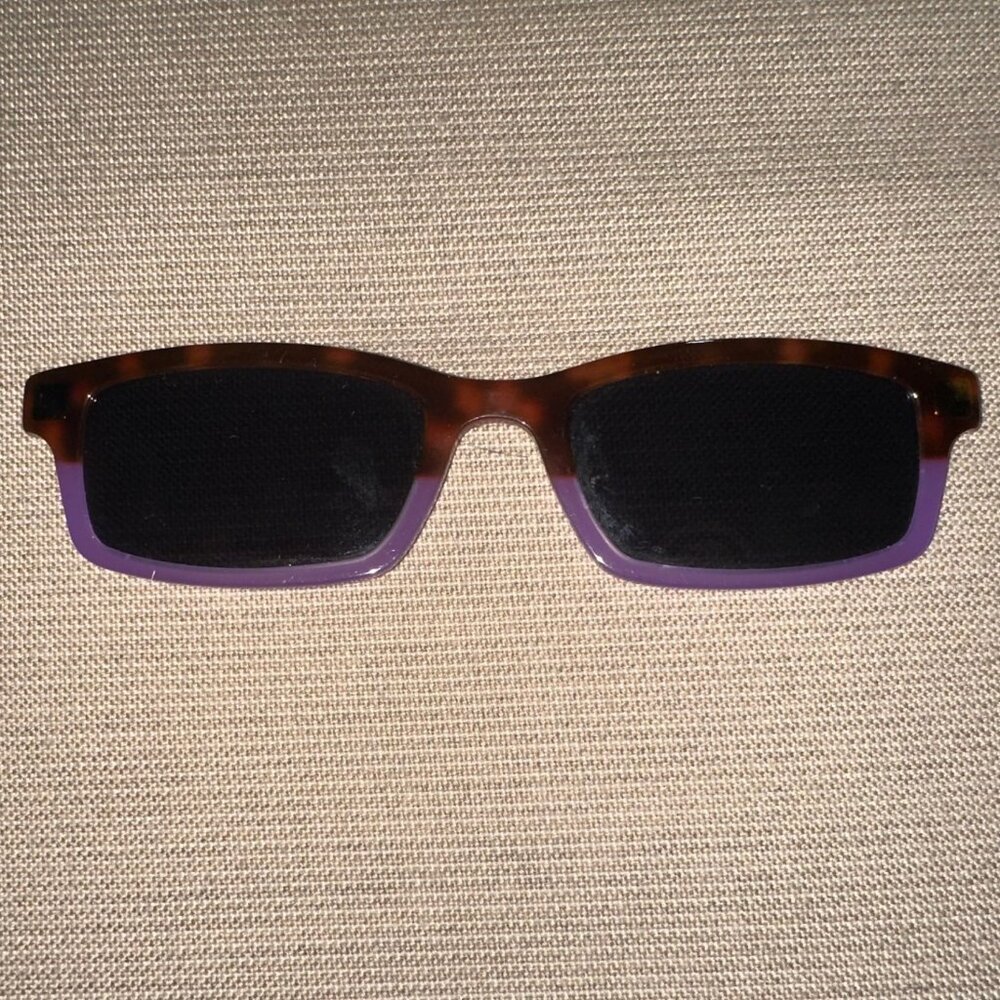 Purple and Tan Rectangular Sunglasses with Modern Design